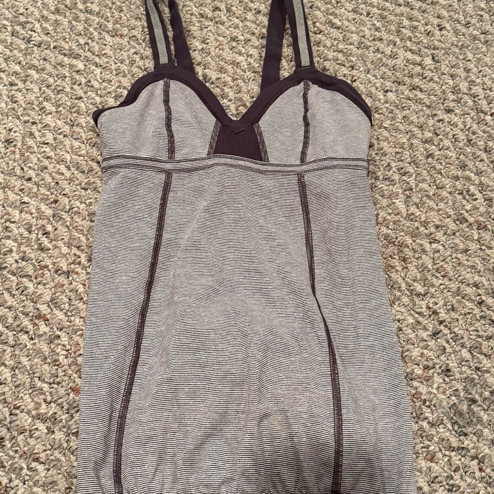 Gray and Black Strappy Top